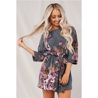 Gri Floral Lounge tunik abiman