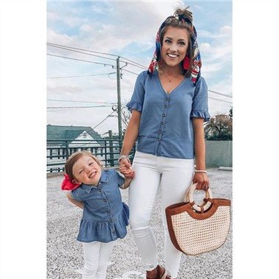 Ti fi manch kout Denim Peplum Top